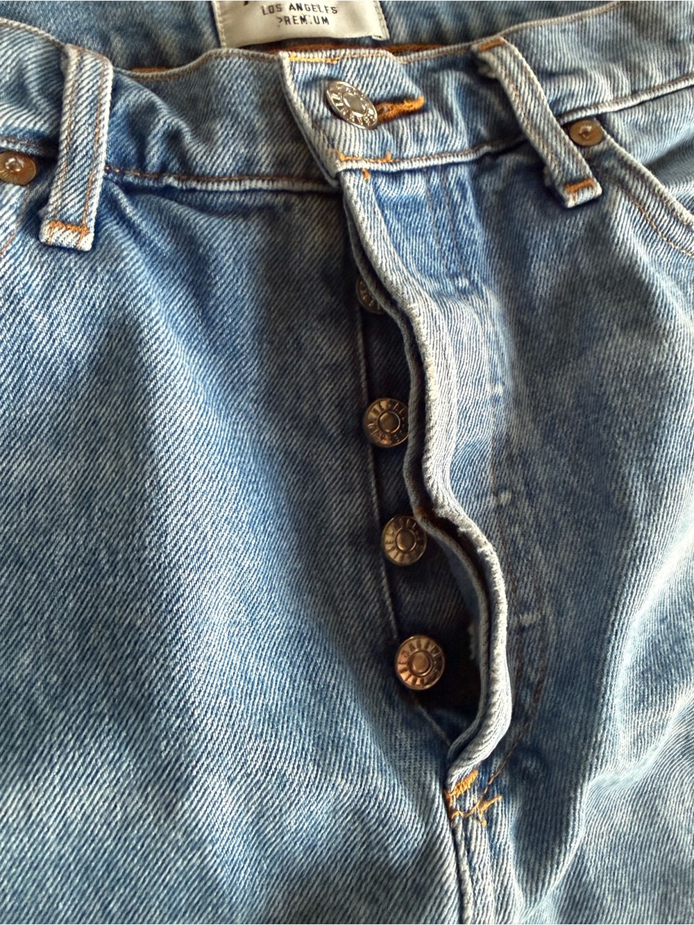 Agolde Light Wash Button-Fly Denim Skirt - Picture 3 of 7